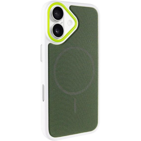 Чохол PC Textile Hybrid with Magnetic Fit для Apple iPhone 17 (6.3") White / Green