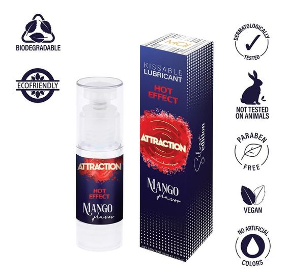 Оральний лубрикант на водній основі з зігріваючим ефектом та ароматом манго Mai - Attraction Kissable Lubrikant Hot Effect  Mango, | Зображення 4