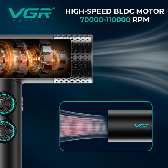Набір VGR STEPLERSS RPO 4 IN 1 BLACK, машинка для стрижки, тример, електробритва, фен | Зображення 5