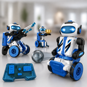 Конструктор Робот Kit 3в1 Футболист/Снайпер/Вратарь / Робот-игрушка Footballer/Sharpshooter/Gripper, 220 деталей Белый