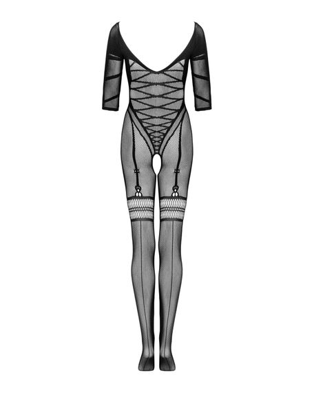 Сітчастий бодістокінг з імітацією підв’язок Obsessive Bodystocking G329 S/M/L, black, з доступом | Зображення 5