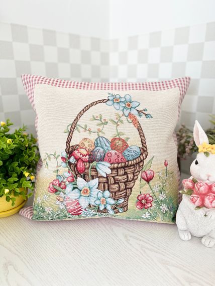 Наволочка гобеленова одностороння MAGIC EASTER CO1-NV Limaso, 45x45, Квадратна, Великодній, Без люрексу, 75% поліестер, 22% бавовна, 3% акрил, Односторонній, Гобелен | Зображення 1