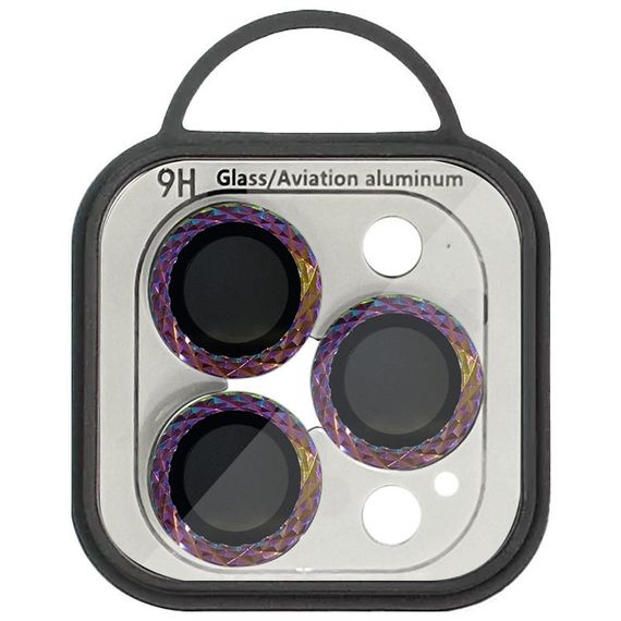 Захисне скло Metal Shine на камеру (в упак.) для Apple iPhone 12 Pro Max Бузковий/Rainbow | Зображення 1