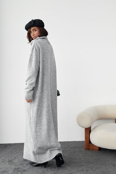 В'язана сукня oversize з високою горловиною - сірий цвет, ONE SIZE (є розміри) | Зображення 1
