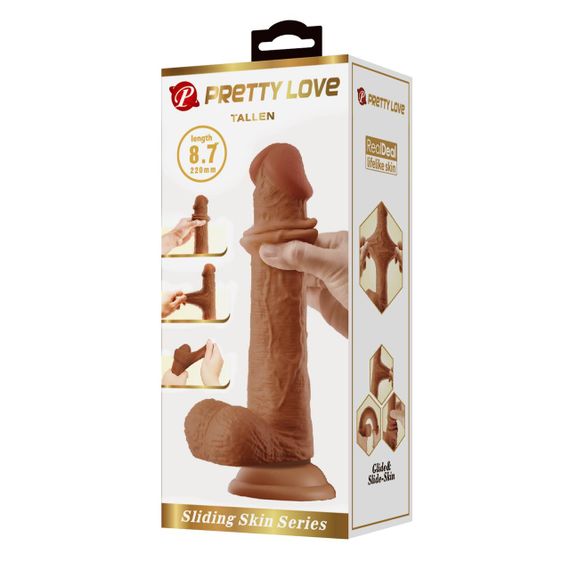 Фалоімітатор з мошонкою PRETTY LOVE TALLEN 8.7(220mm) Sliding Skin Series TPR, Suction base Sex Aura | Зображення 2
