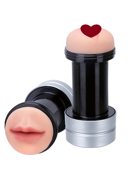 Двосторонній мастурбатор REALSTUFF 2 IN 1 HUMMER - MOUTH & VAGINA sexstyle