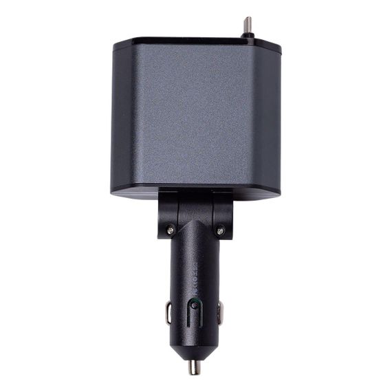 Автомобільний зарядний пристрій з висувними кабелями та портами USB-A/USB-C HP-C1 | Зображення 2