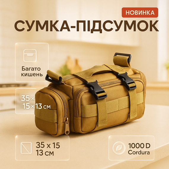 Сумка - підсумок тактична поясна Tactical військова, сумка нагрудна з ременем на плече 5 літрів кордура TF-24