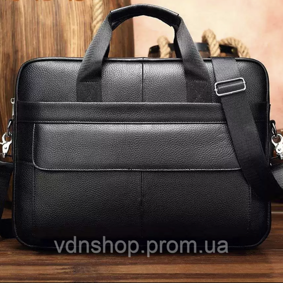 Чоловіча шкіряна сумка для ноутбука та документів 39х28х8, портфель для міста Tiding Bag RD-23134 чорний | Зображення 1