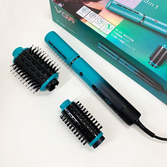 Електрична фен-щітка VGR V-489 стайлер для укладання волосся 1300 Вт. Колір: синій | Зображення 8
