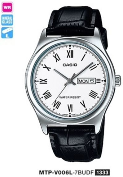 Мужские кварцевые часы наручные с кожаным ремешком оригинал Casio MTP-V006L-7BUDF (модуль №1333) | Зображення 1