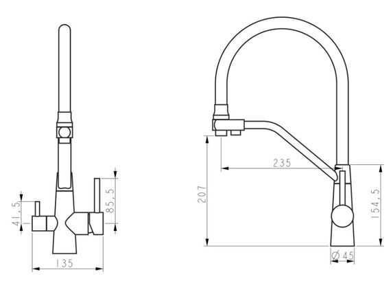 Змішувач для кухні Lidz Aria 020F3 з гнучким виливом з підключенням для питної води LDARI020F3BLA39212 | Зображення 7
