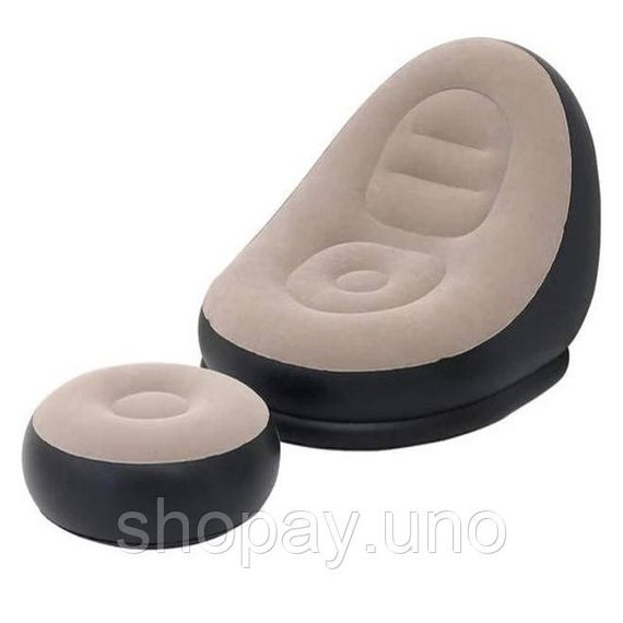Надувне крісло з пуфом для відпочинку AIR SOFA велюрове Brown QY-86 | Зображення 3
