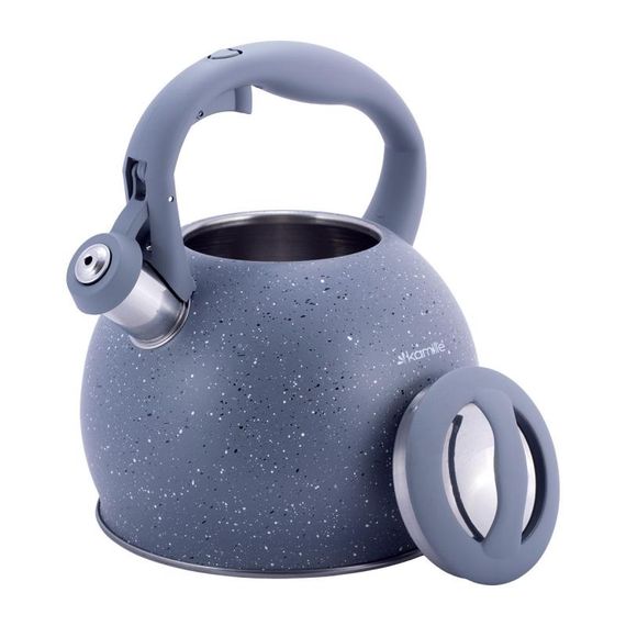 Чайник Kamille Whistling Kettle 3л з нержавіючої сталі зі свистком, сірий мармур | Зображення 1