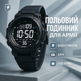 Годинник кварцовий армійський SKMEI 1845BK, Годинник для походу Якісний чоловічий тактичний PZ-58