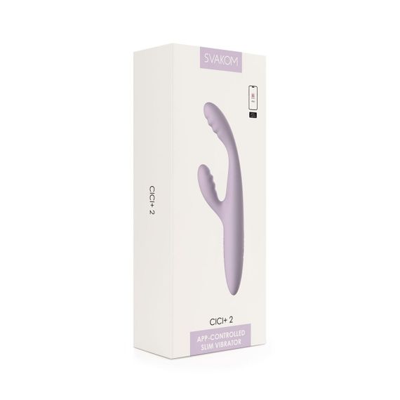 Тонкий кролик-вібратор Svakom Cici+ 2 Lilac, керування зі смартфона, підігрів до 38 °C Sex Aura | Зображення 7