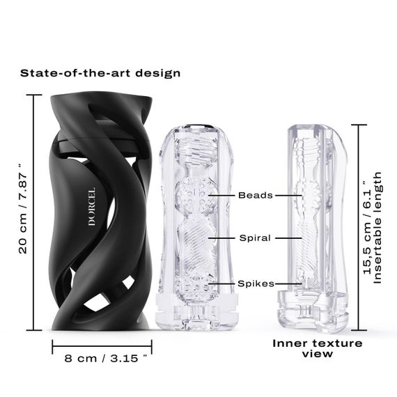Мастурбатор Dorcel DEEP BLOW BLACK, подвійне використання | Зображення 2
