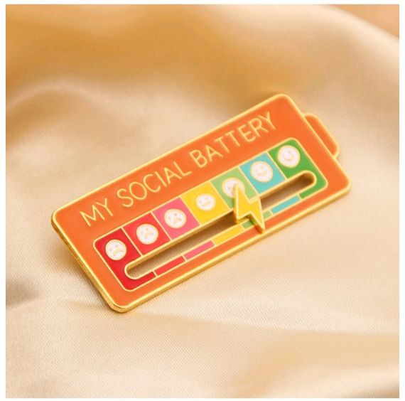 Маленький значок трекер настроения металическая брошь My social battery