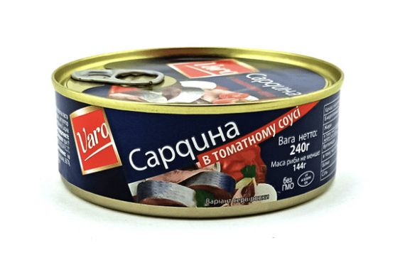 Консерва рыбная сардина в томатном соусе Varo, 240г ж/б