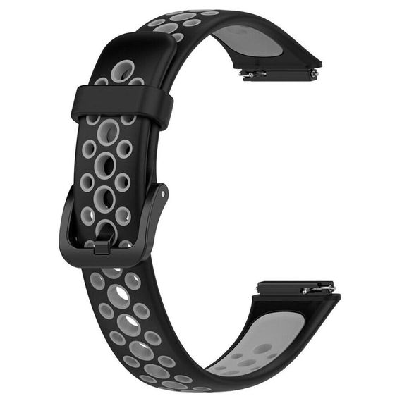 Силиконовый ремешок Primolux Perfor Classic для фитнес браслета Huawei Band 7 - Black&Grey | Зображення 2