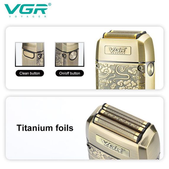 Електробритва-шейвер VGR V-336 LED Display чоловіча професійна для сухого та вологого гоління металева | Зображення 2