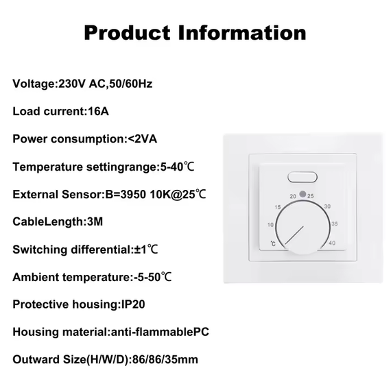 Датчик температуры для теплого пола Minco Heat Electric белый | Зображення 3