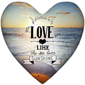 Подушка сердце XXL I love you like the sea loves sunshine 57x57 см (6PS_WOL011)