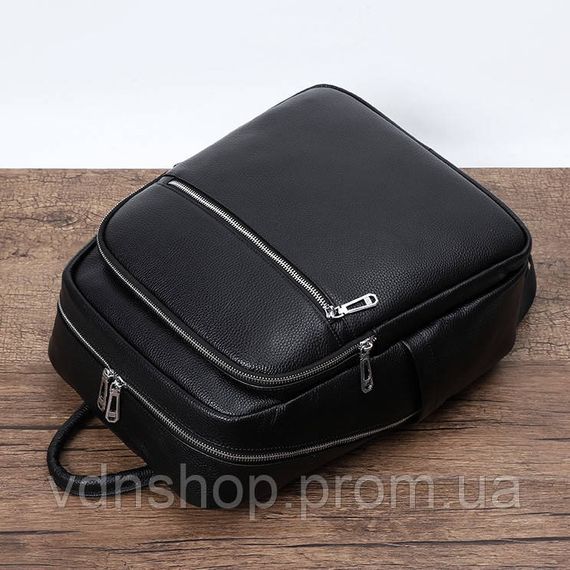 Чоловічий шкіряний рюкзак для поїздок та прогулянок 30х40х17, сумка на спину в офіс Tiding Bag 75362 чорна | Зображення 2