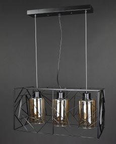 Люстра підвісна LOFT на 3 лампочки 25067 Чорний 30-100х25х48 см.