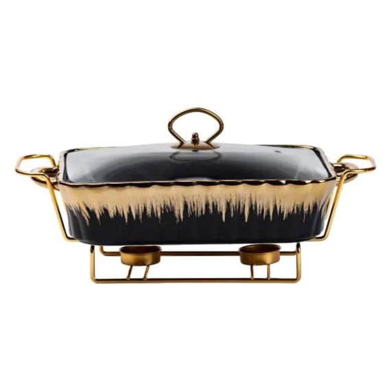 Настільний марміт для підігріву других страв 1,5-літровий квадратний порцелянаовий марміт HP1047