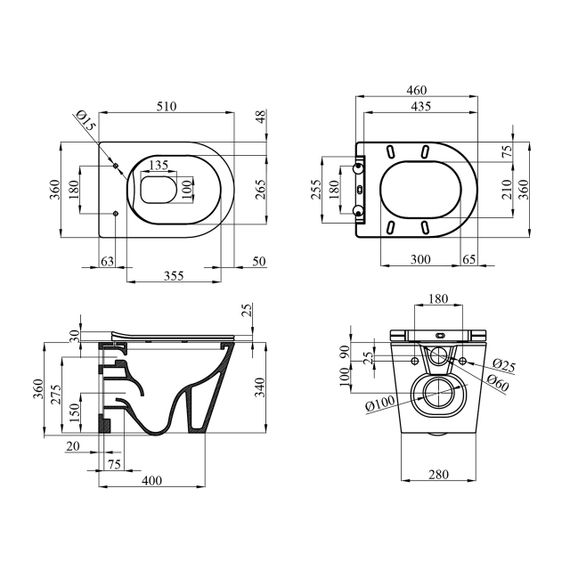 Унітаз підвісний безобідковий Kroner Armada WHI513636 RIMLESS з сидінням Slim Duroplast / Soft-close / Quick r | Зображення 1