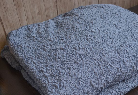 Жаккардовый чехол на диван + 2 кресла с юбкой Серый | Зображення 2