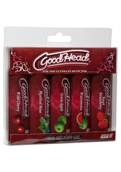 Набір змазок для орального сексу Doc Johnson GoodHead 5×29мл, полуниця, вишня, кавун, м'ята, яблуко sexstyle | Зображення 1