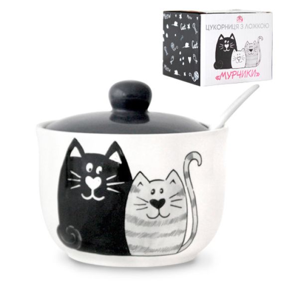 Сахарница керамическая с ложкой 450мл Cats Joy