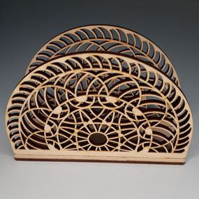 Салфетница ажурная деревянная "Узоры науки", вертикальная