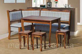 Кухонний комплект Шотландія куточок + стіл + 3 табурети, колір коньячний, тканина Шотландія 1а Mebtex