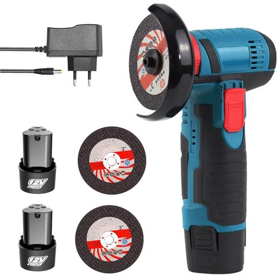 Акумуляторна болгарка у валізі (2 акумулятори 12V, 2 диска), W-153-7 / Кутова шліфувальна машина / Міні електроболгарка бездротова