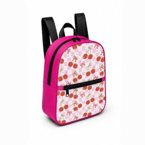 Детский мини-рюкзак розовый с принтом Sweet Cherry для девочки 28×24×10 см мини-сумка детская (5423)