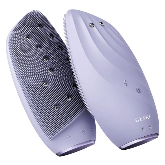 Очистительная щетка для лица GESKE Sonic Thermo Facial Brush&Face-Lifter 8в1 white, Фиолетовый | Зображення 5