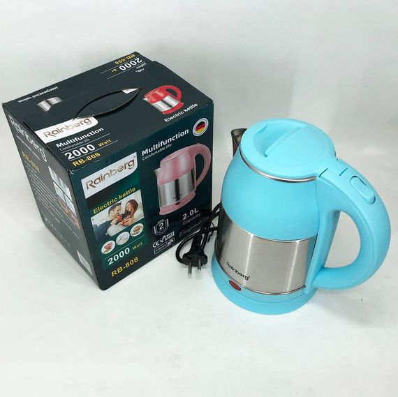 Электрочайник Rainberg RB-808 2 л нержавеющая сталь. ZL-768 Цвет: голубой | Зображення 5