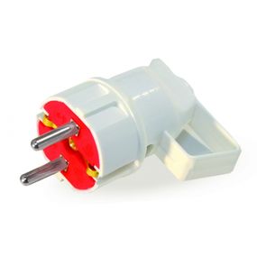 Вилка з заземленням, 16А, з ручкою, біла, AY-KA, (арт. 62-13-05)