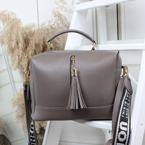 Сумка саквояж через плече крос-боді 2 відділення тканинний ремінь Капучино