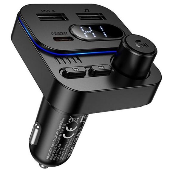 АЗУ FM модулятор Borofone BC61 Ocean 45W (1USB-A/1C) Black