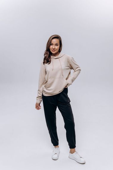 Худи жіноче (unisex) беж двохнитка