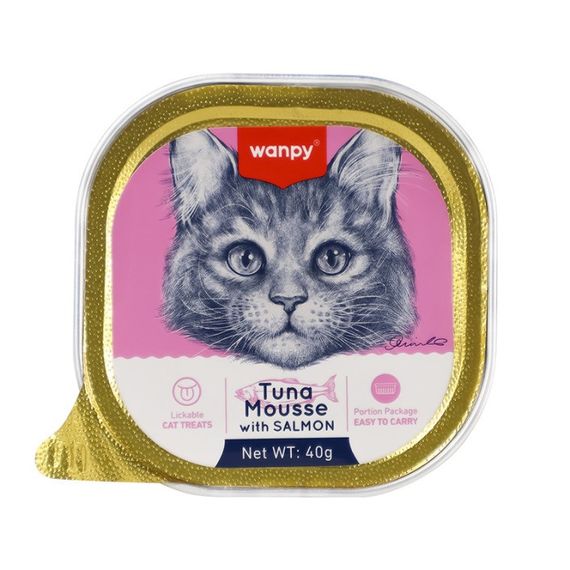 Вологий корм для котів з тунцем та лососем Wanpy Cat Tuna & Salmon Mousse, 40 гр