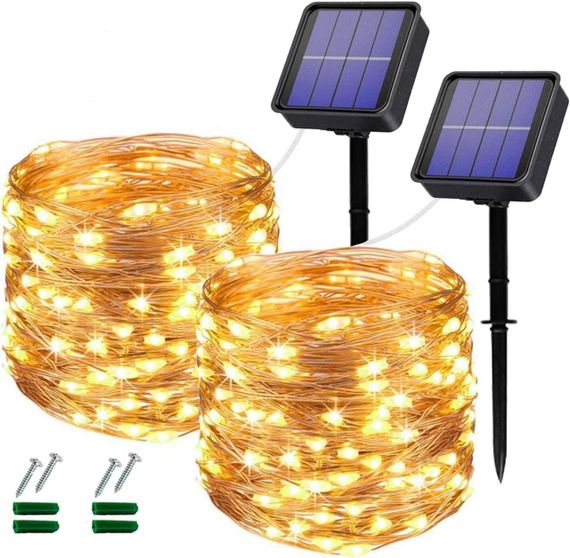 Солнечная гирлянда Oreunik 240 LED (2x120), 20м, тёплый свет, 8 режимов, IP65, для сада, свадьбы, Нового года