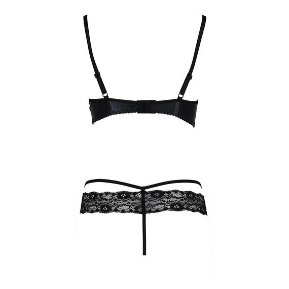Комплект белья NORTH SET black S/M - Passion Exclusive: лиф и трусики с элементами под латекс | Зображення 5