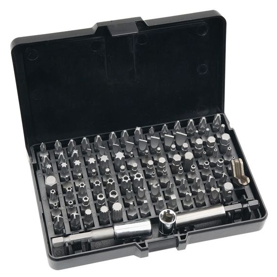Біти Neo Tools , набір 99шт, 1/4', тримачі 2шт, перхідники 3шт, SL,PH,PZ,H,T,TT, 25мм, сталь S2, кейс (06-104)