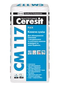 Клеящая эластичная смесь для натурального камня Flex СМ 117 Ceresit, 25 кг.