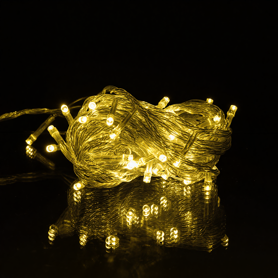 Новорічна кімнатна гірлянда нитка 6 м 50 LED білий провід Жовтий W50LED6MWY | Зображення 1